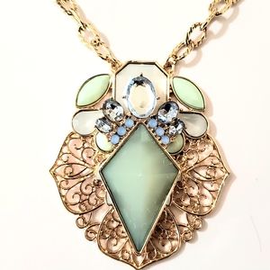 VINTAGE MINT CHUNKY JEWELED CHOKER NECKLACE